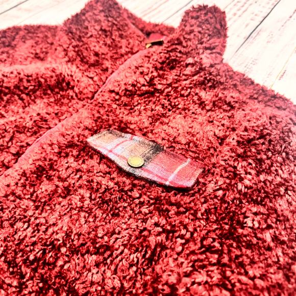 Pendleton Sherpa Teddy Zip Jacket Women’s M Burgundy Plaid Lined - Picture 1 of 11